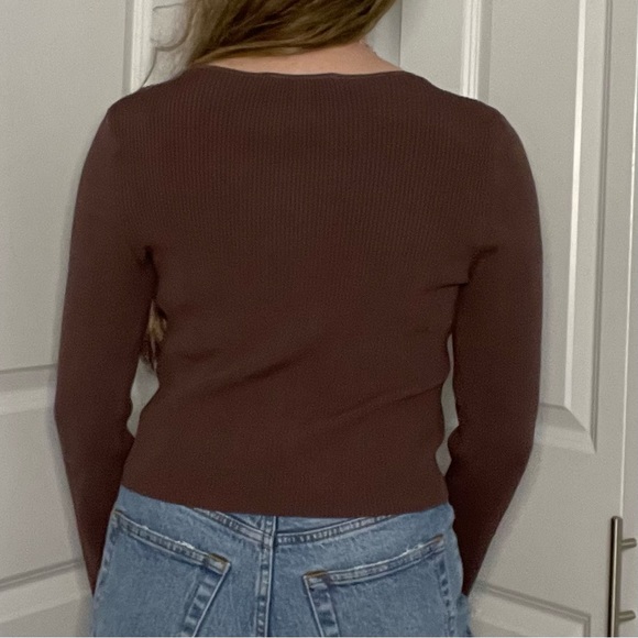 Zara Ribbed Brown Velvet Button Down - Picture 3 of 6